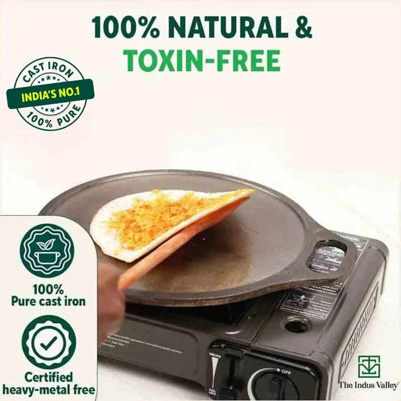 The Indus Valley Super Smooth Cast Iron Kadai+Tawa+ Free ₹400 Tadka Pan, Kitchen set for Home, 100% Pure, Toxin-free, Nonstick - view 5