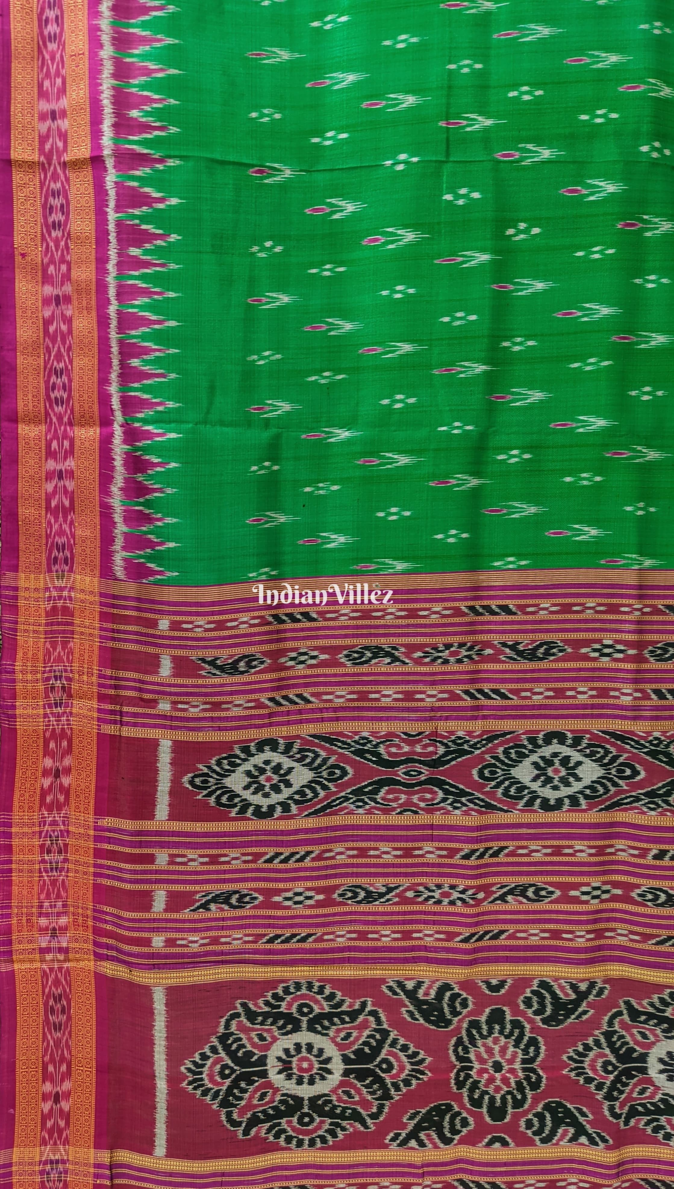 IndianVillèz Green Mayur Chandrika Khandua Silk Saree - view 2