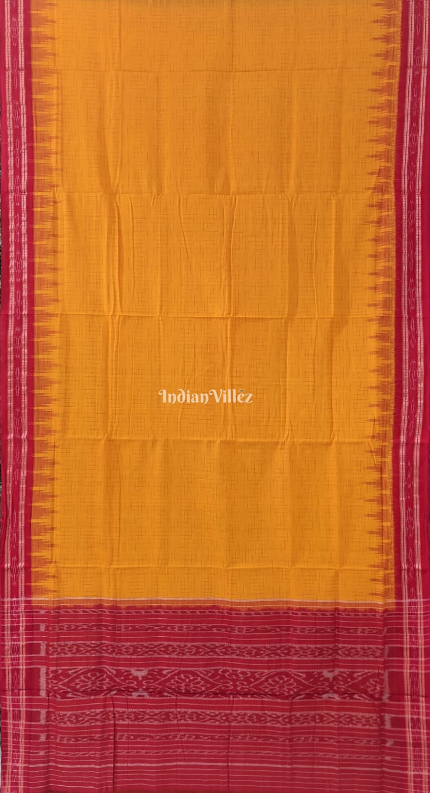 IndianVillèz Yellow Maniabandha Cotton Jharana Saree