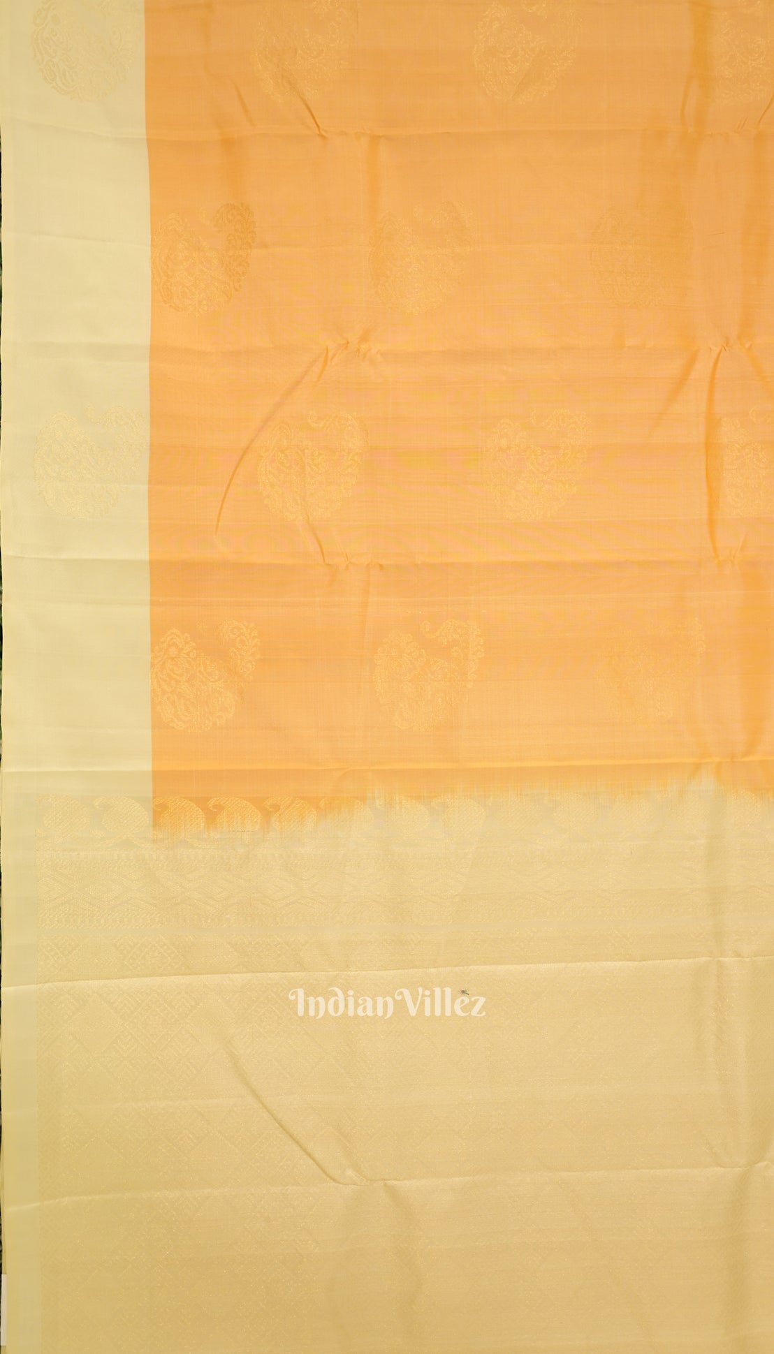 IndianVillèz Light Orange With Peach Pure Kanjivaram Soft Silk Saree - view 3