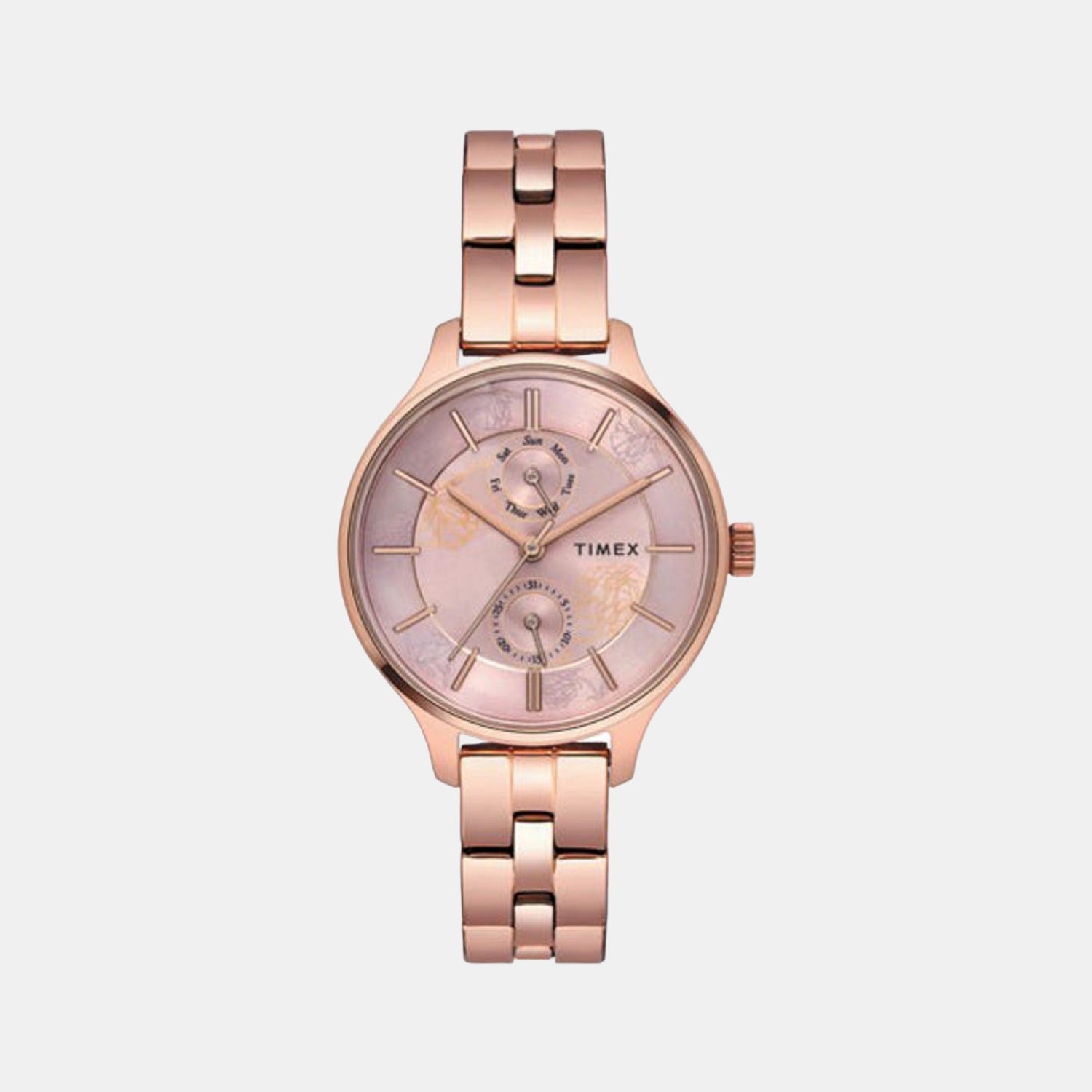 Timex Fashion Women Quartz Pink Dial Chronograph Stainless Steel Watch TWEL14804