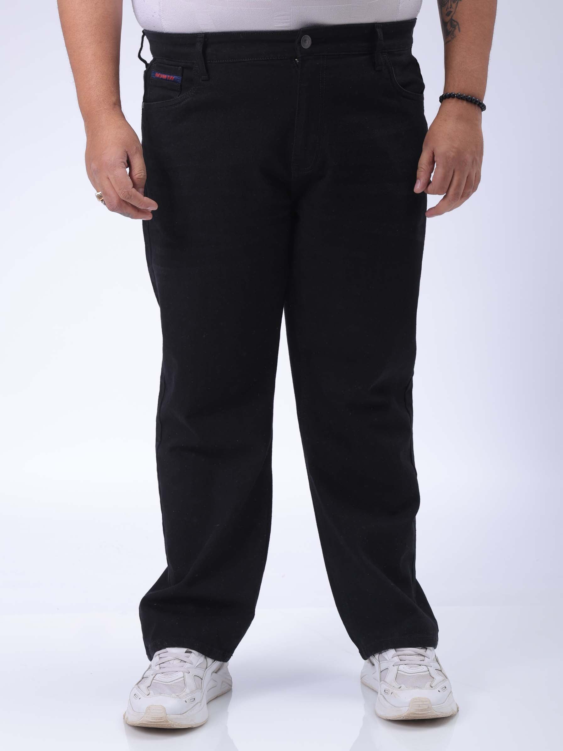 HARDSODA Men's Plus Size Black Vintage Straight Fit Solid Jeans