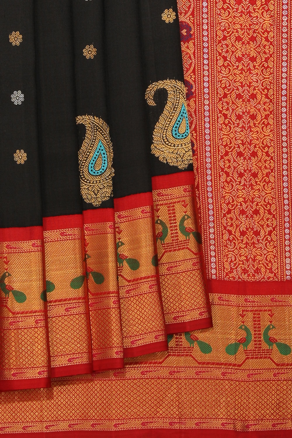 Kalanjali Gadwal Silk Black Saree – Women's