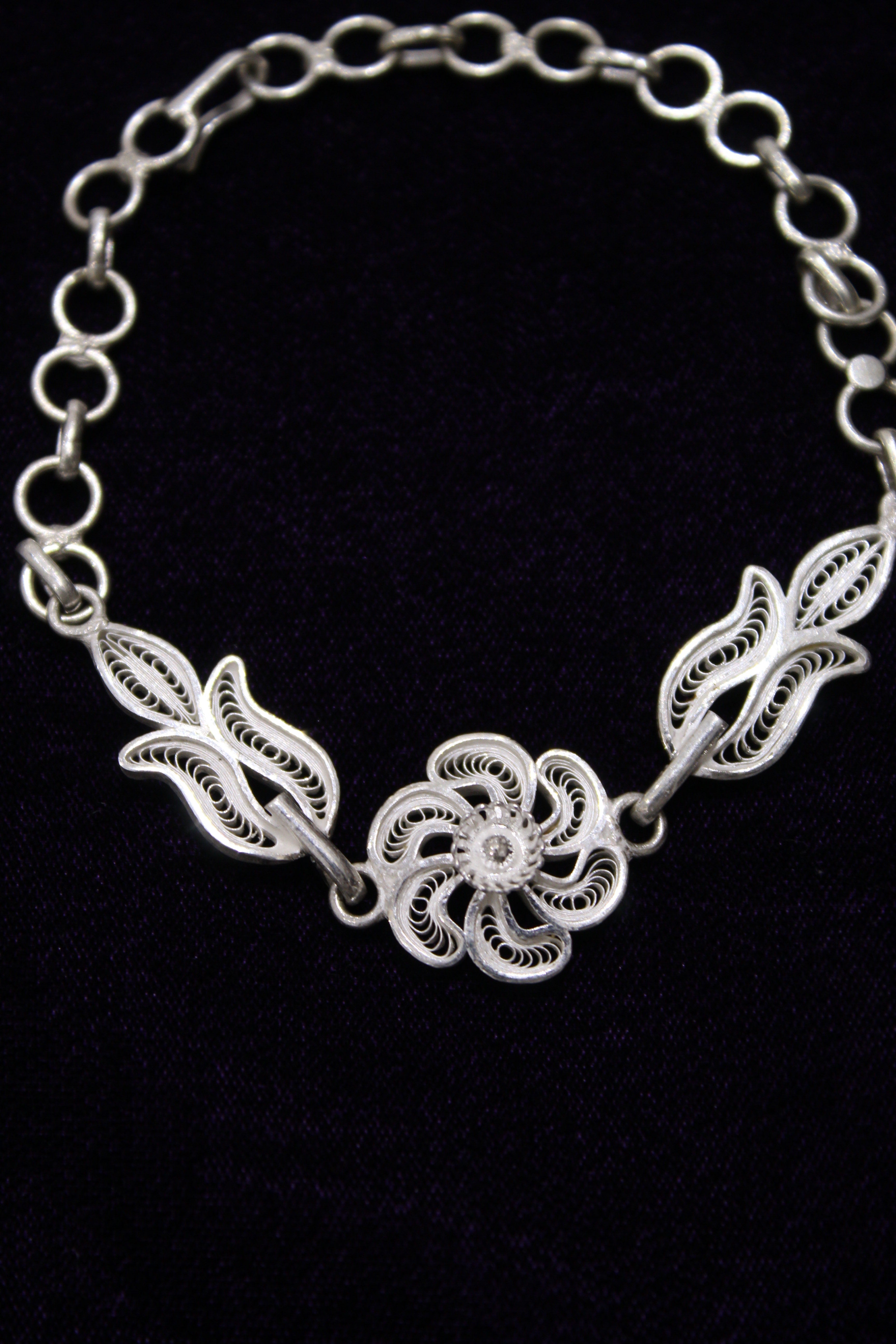 Indianvillez Tilak Designer Tarakasi Silver Filigree Bracelet For Women