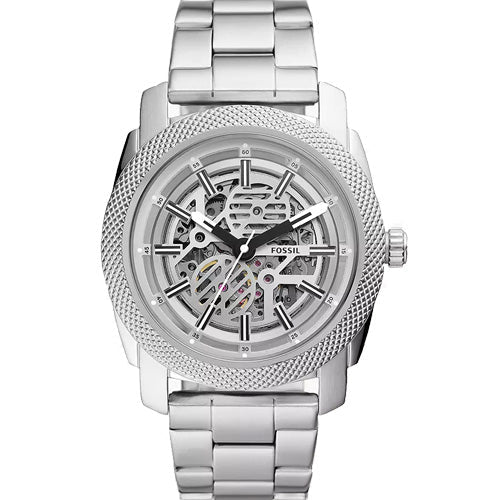 Fossil Machine Silver Dial Men 45mm