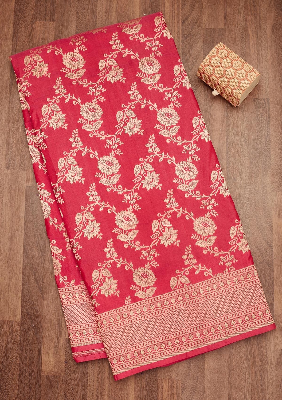 Koskii Pink Zariwork Pure Silk Saree – Women's