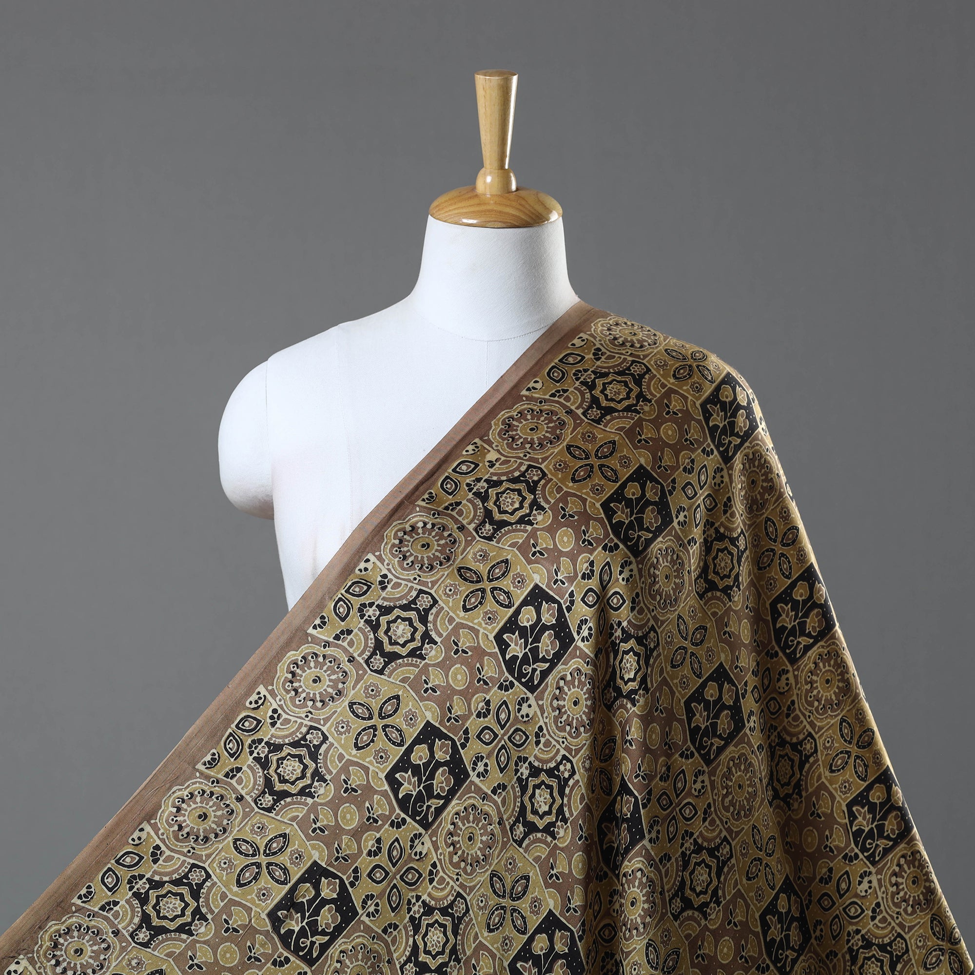 KACHCHH JI CHHAAP Brown - Modal Silk Ajrakh Print Fabric 13