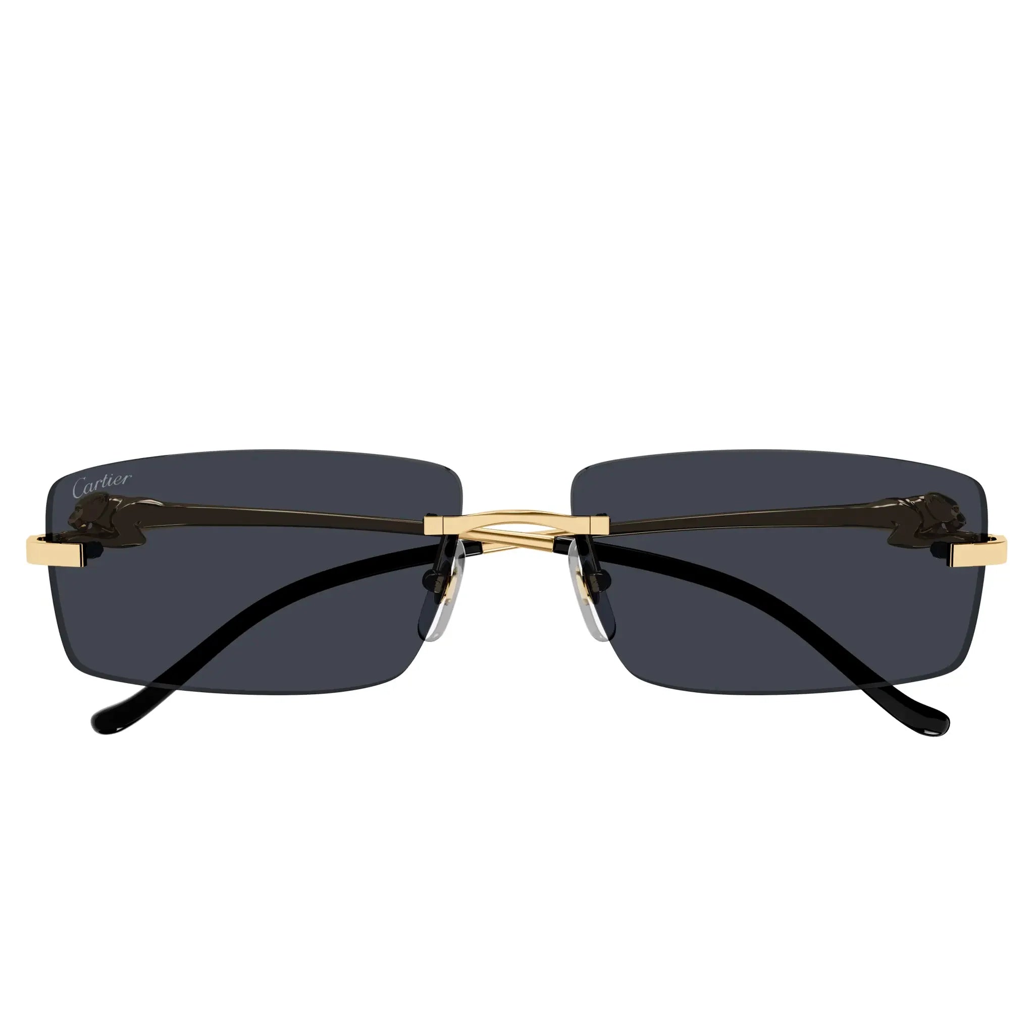 Cartier Eyewear CT0430S-001 Panthere De Cartier Gold Grey Rimless Sunglasses