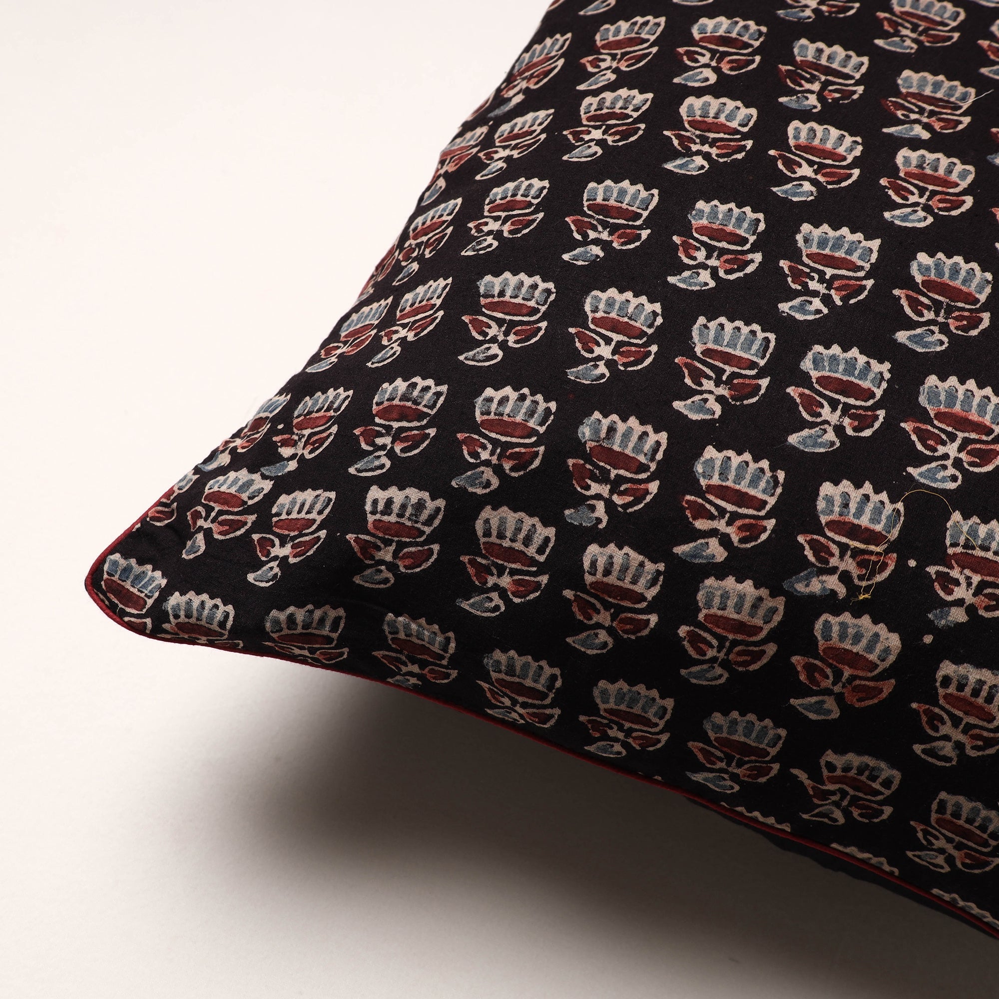 HAVELI CHRONICLES Black - Ajrakh Block Printed Cotton Cushion Cover (16 x 16 in) - view 2