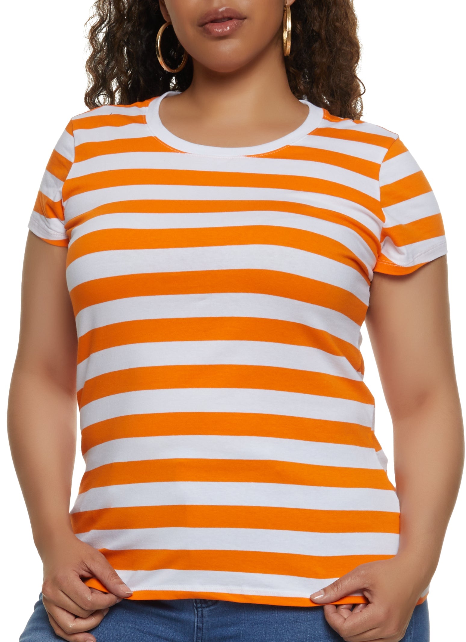ambiance Plus Size Striped Crew Neck Tee – Women's