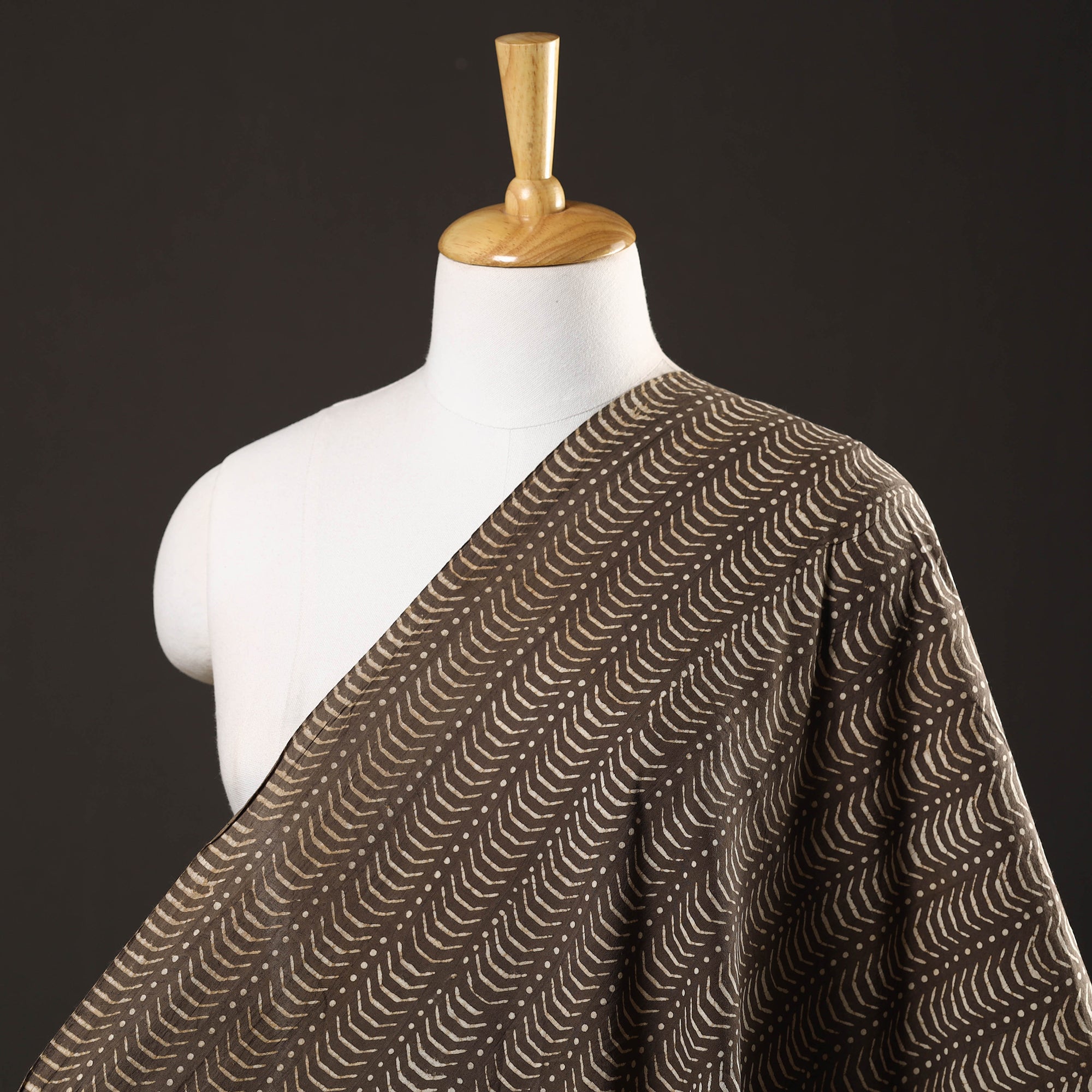 HAVELI CHRONICLES Brown - Pipad Block Printed Cotton Fabric