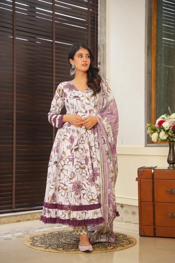 Idaho-o Frosted purple cotton suit set - view 2