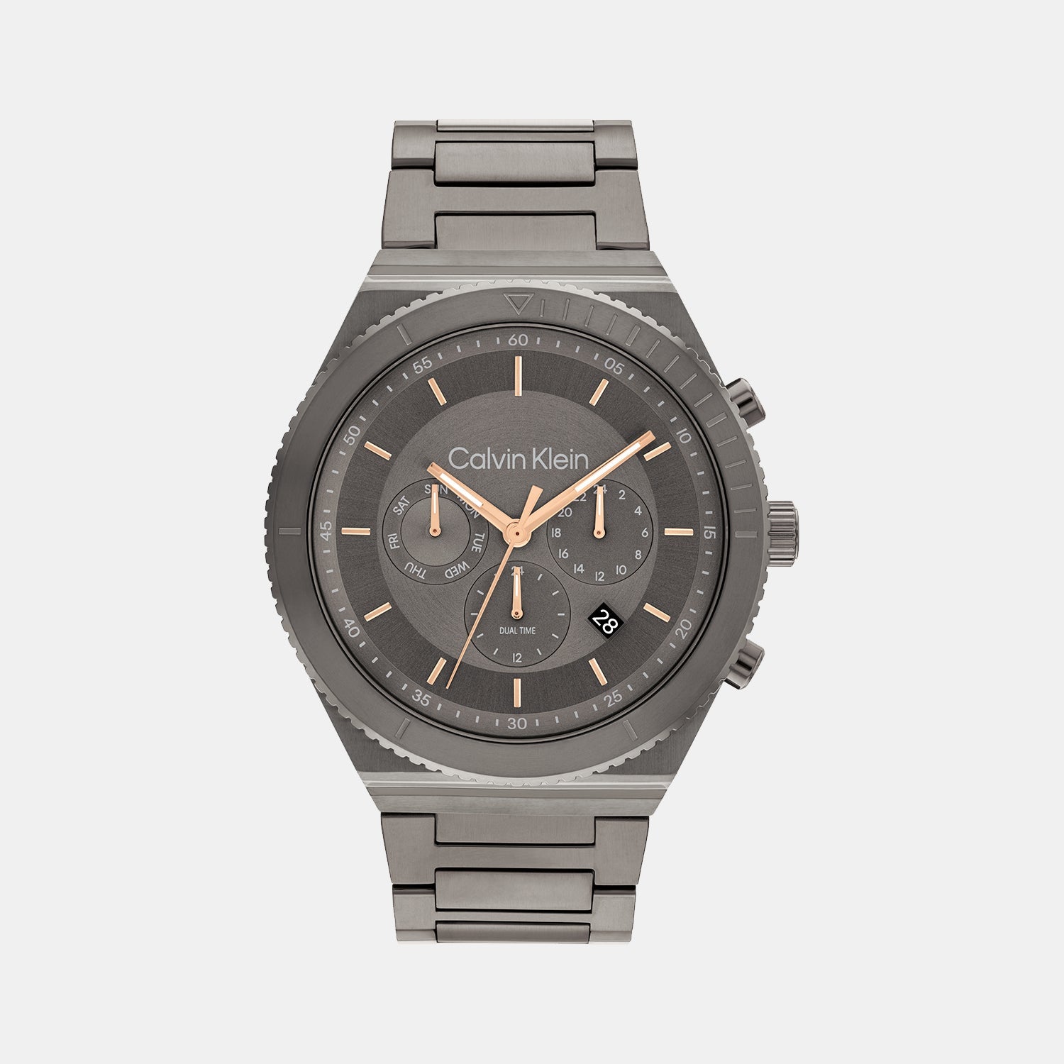 Calvin Klein Ck Fearless Men Quartz Grey Dial Chronograph Stainless Steel Watch 25200304