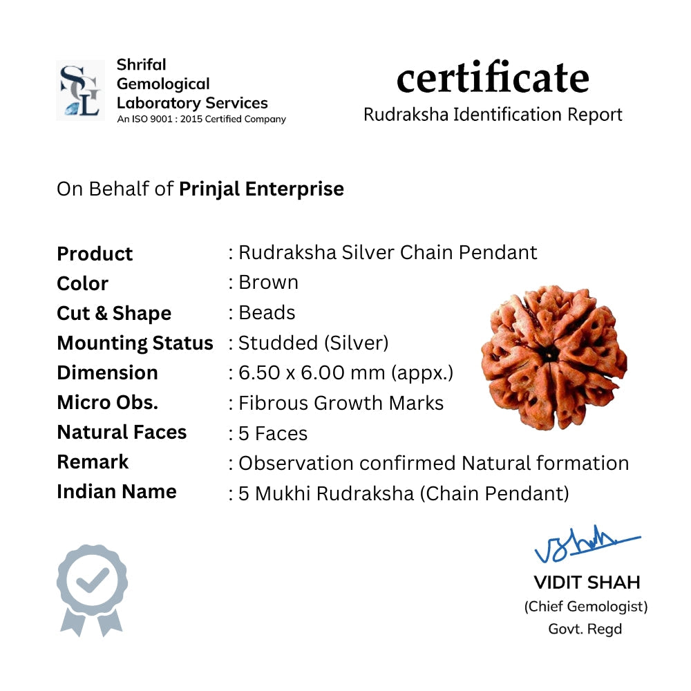 Prinjal Jewellers Rudraksha Silver with Trishul and Damru Chain with Pendant for Men - view 6
