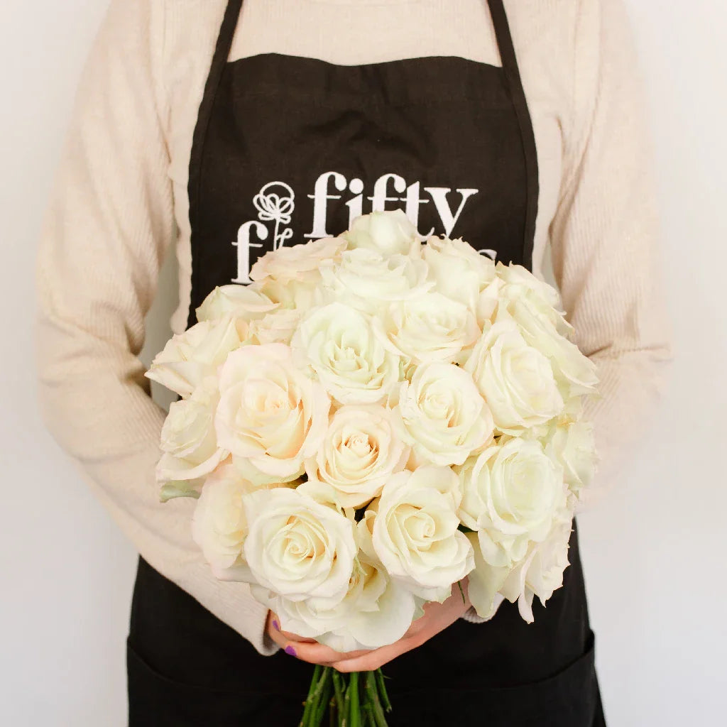 FiftyFlowers Creamy Ivory Pearl Roses