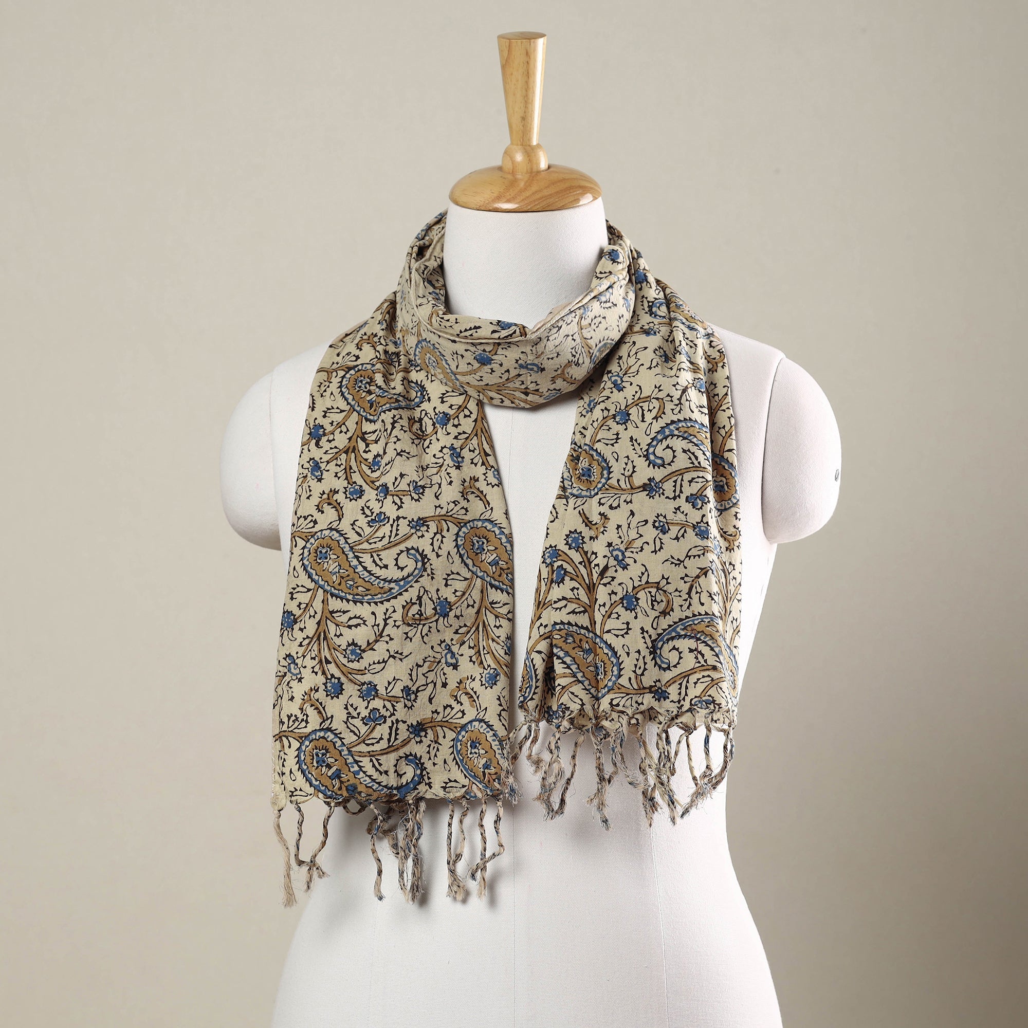 HAVELI CHRONICLES Beige - Block Printed Cotton Sanganeri Stole 08