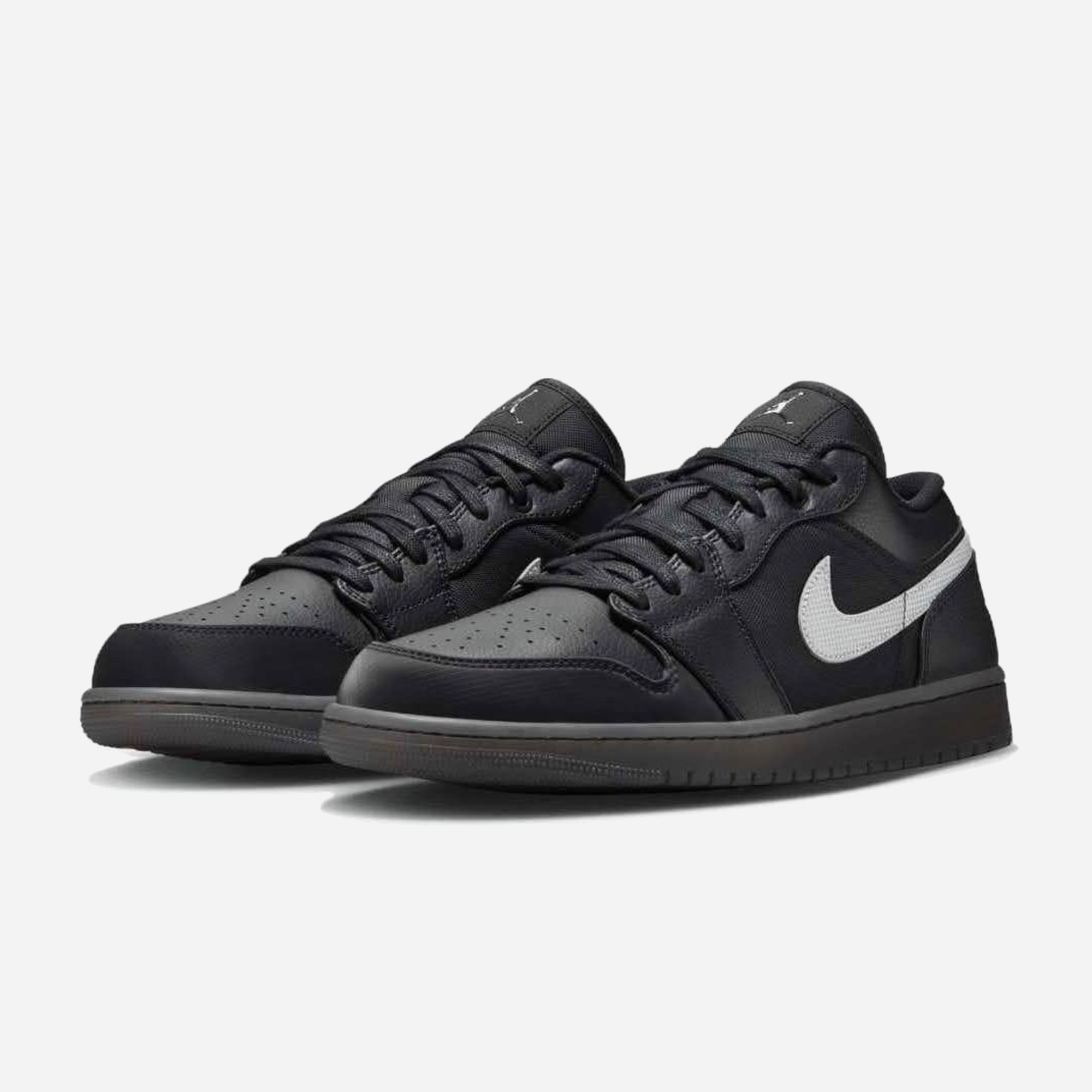 Nike Jordan 1 Low Black White Dark Smoke Grey (Reflective Swoosh) - view 2