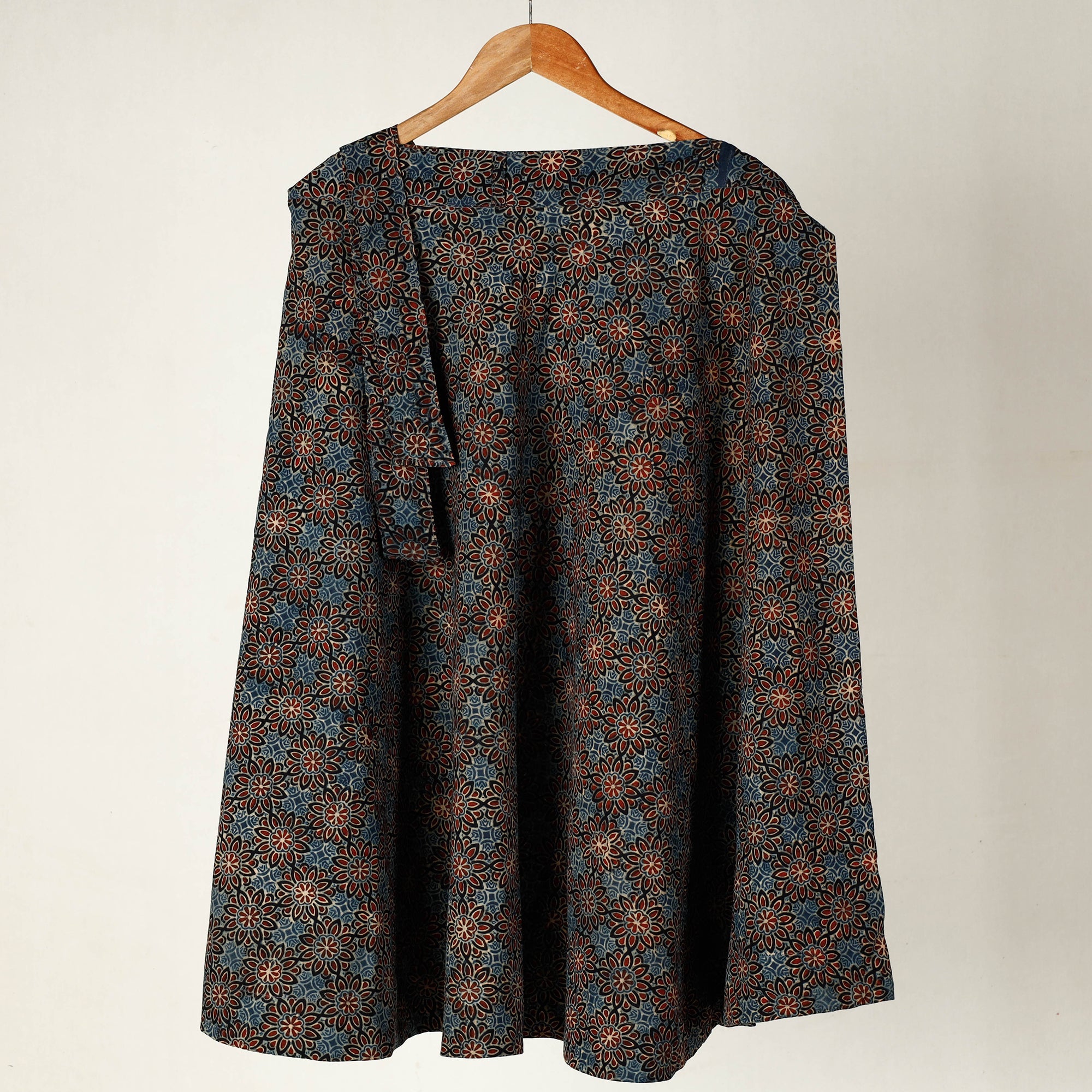 NOORI BAZAR Blue - Ajrakh Block Printed Cotton Wrap Around Skirt