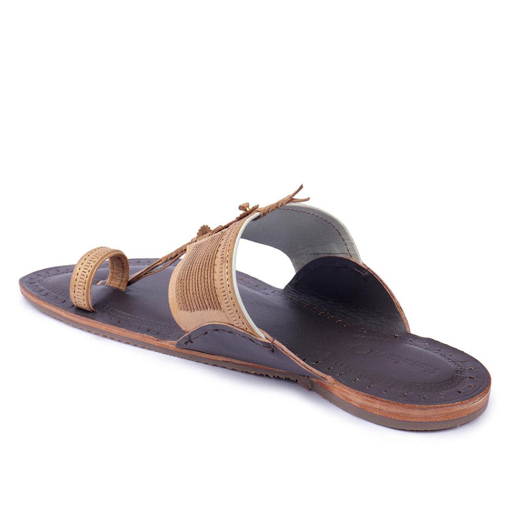 KORAKARI Brown Handstitched Leather Kolhapuri Men Slipper - view 4