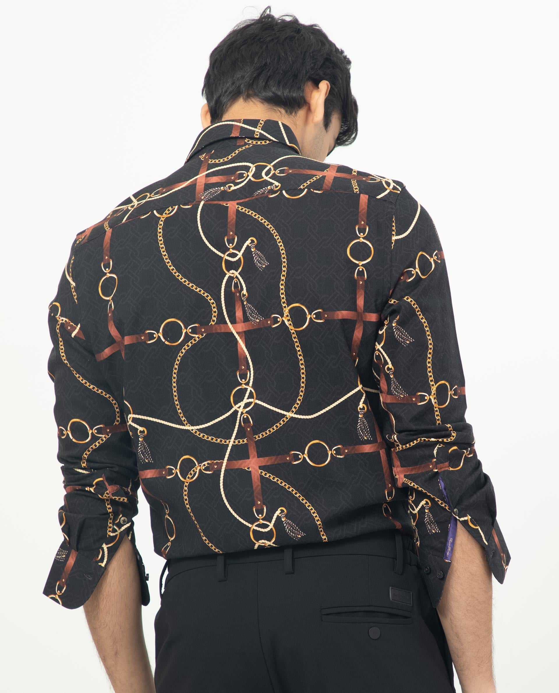Rare Rabbit Men's Savor Black Cotton Viscose Fabric Geometric Print Full Sleeves Shirt - view 8