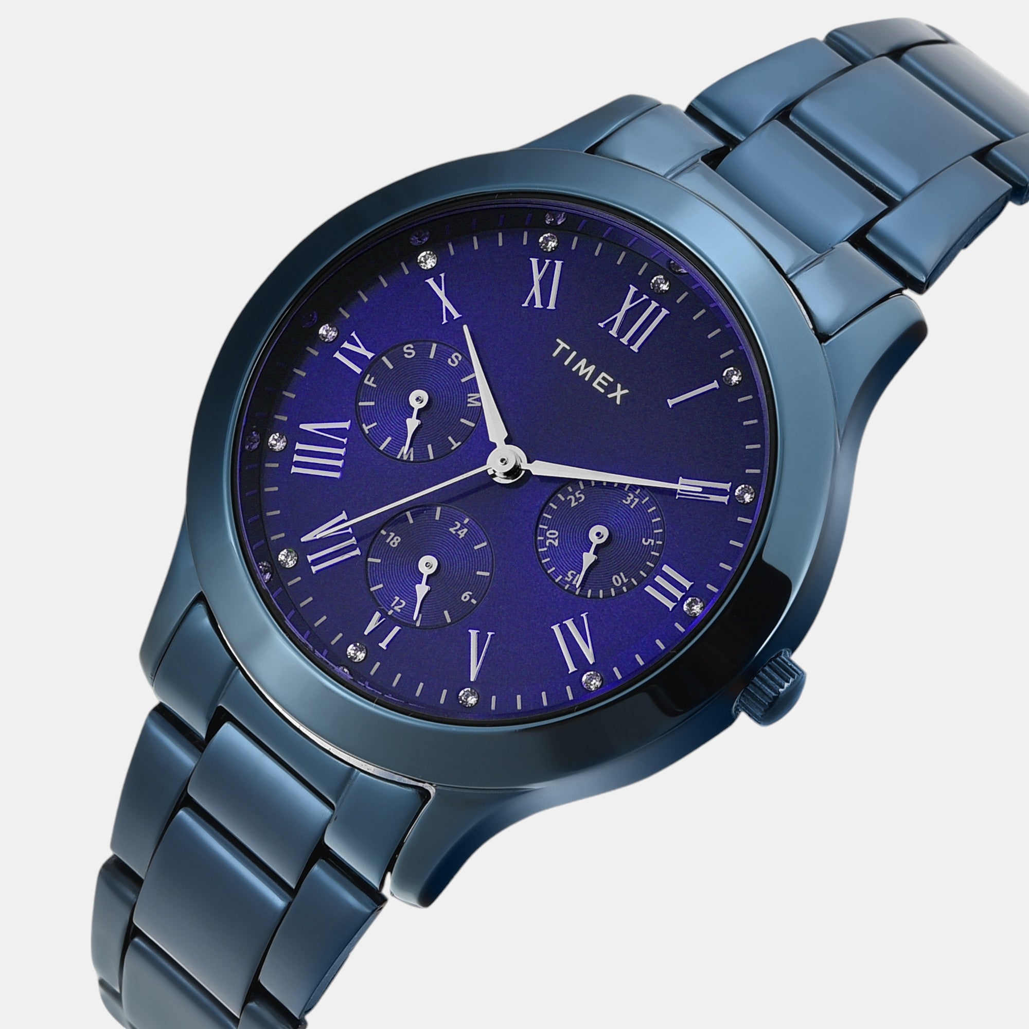 Timex Fashion Women Quartz Blue Dial Multi-Function Stainless Steel Watch TW000Q819 - view 2