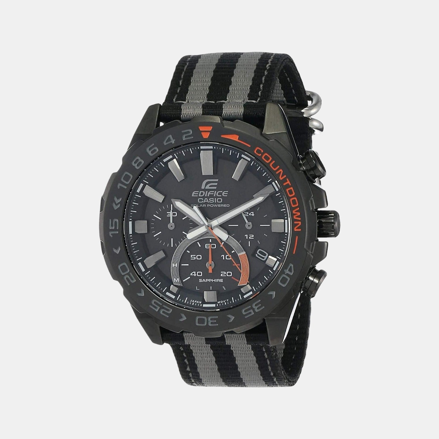 Casio Edifice Men Quartz Black Dial Chronograph Leather Watch ED476