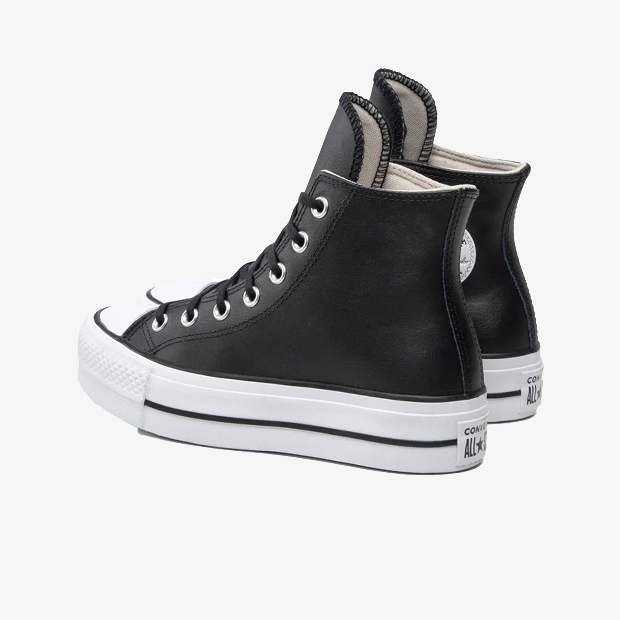 Converse | CHUCK TAYLOR ALL STAR LEATHER PLATFORM HI { BLACK/WHITE - view 4