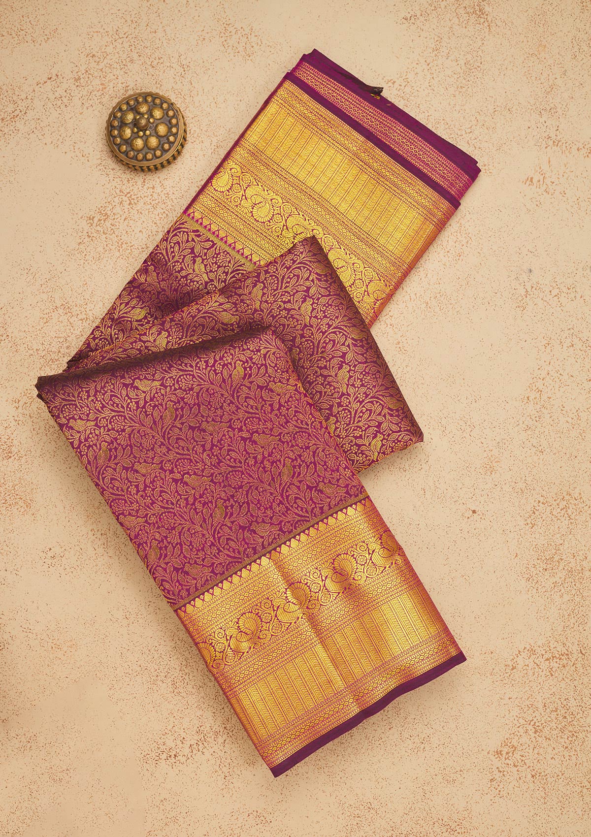 Koskii Wine Zariwork Pure Silk Saree – Women's
