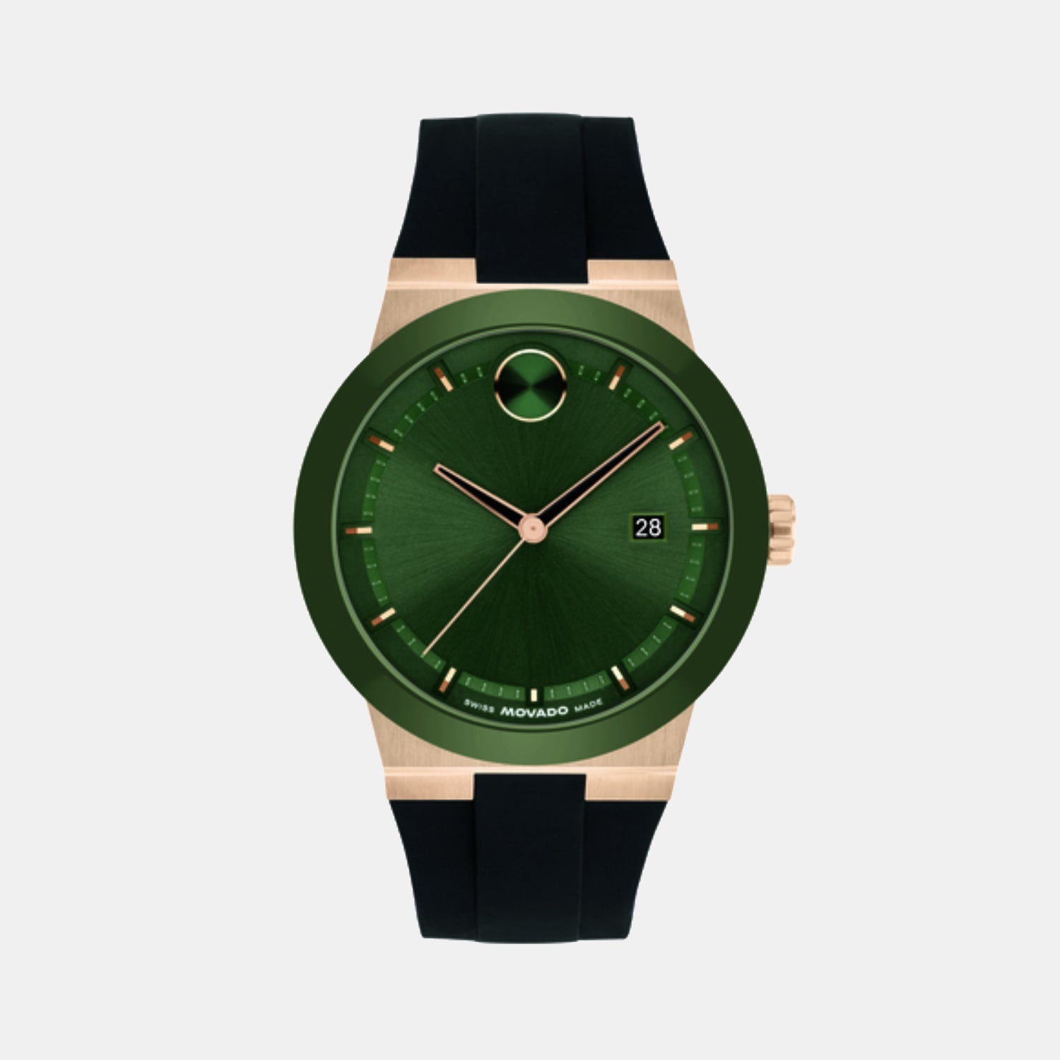 Movado Bold Fusion Men Quartz Green Dial Analog Silicone Watch 3601296