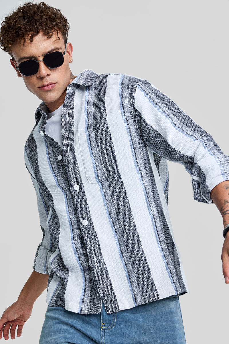 SNITCH Charcoal Grey Stripes Box Fit Shirt