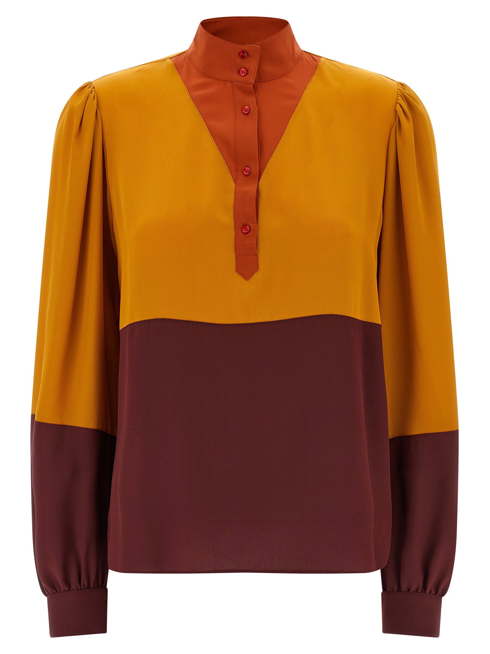 Saint Laurent Color-block Blouse – 100% silk