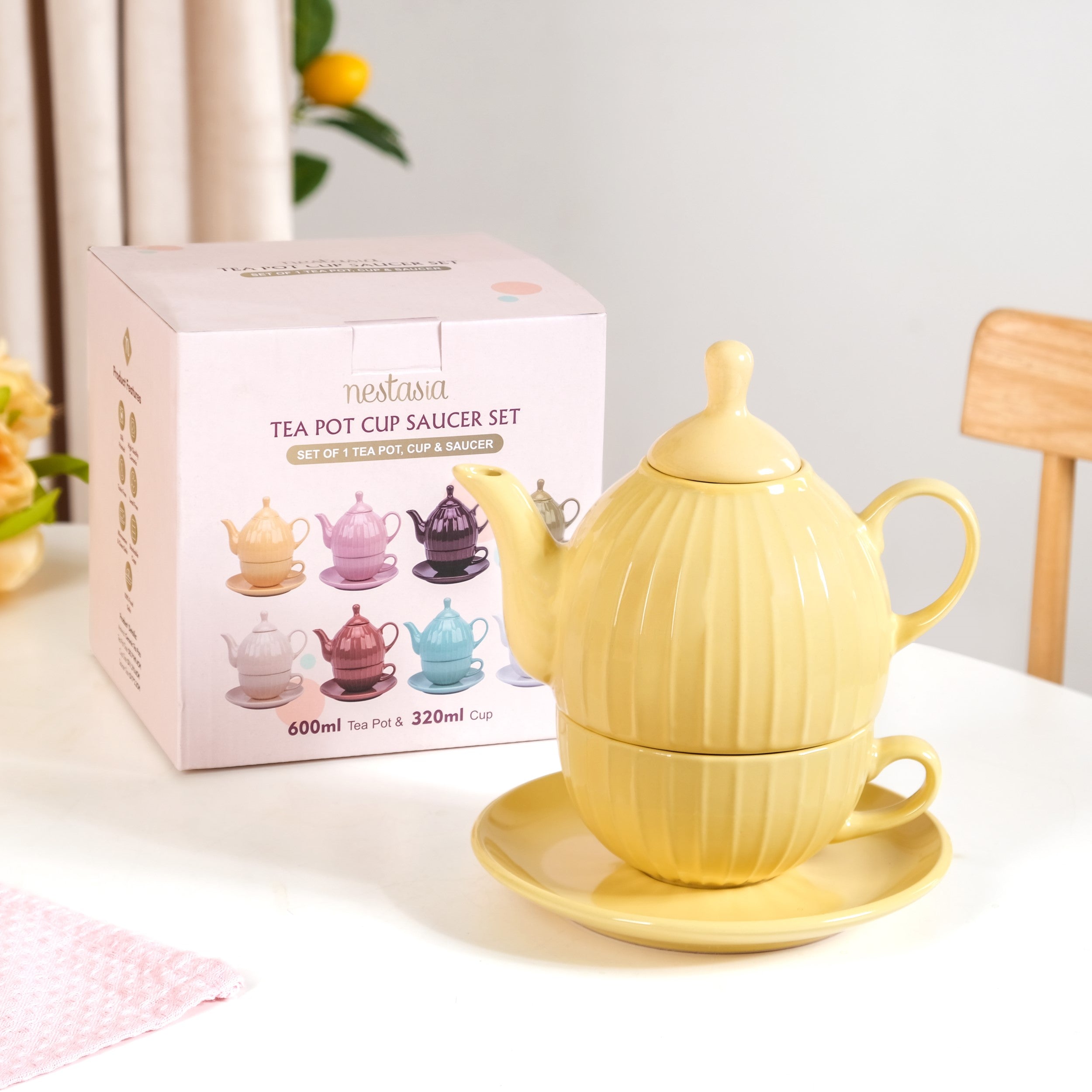 Nestasia Ambrosia Stackable Ceramic Tea Set For 1 Yellow