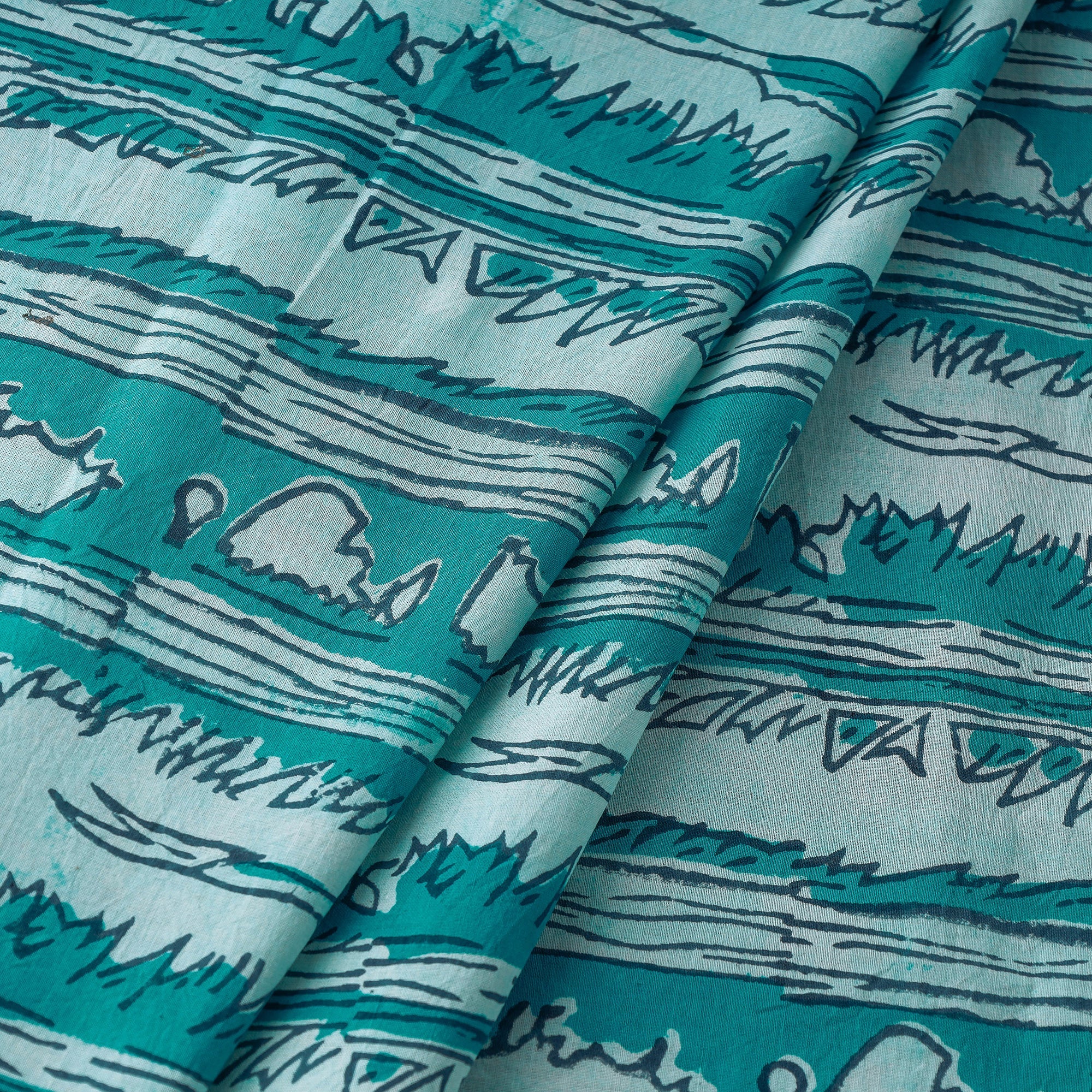 HAVELI CHRONICLES Blue - Hand Block Printed Cotton Akola Fabric - view 2