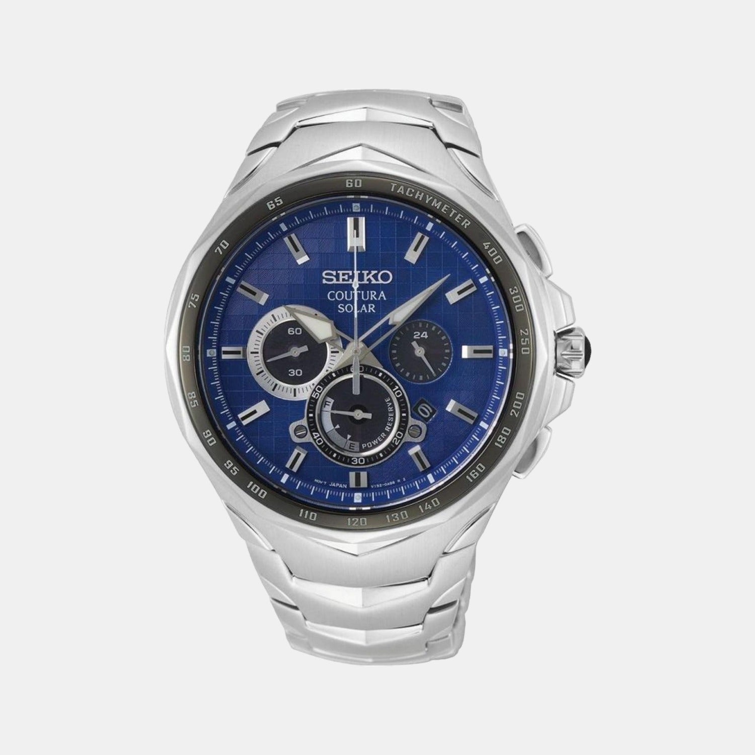 Seiko Coutura Men Solar Blue Dial Chronograph Stainless Steel Watch SSC749P1