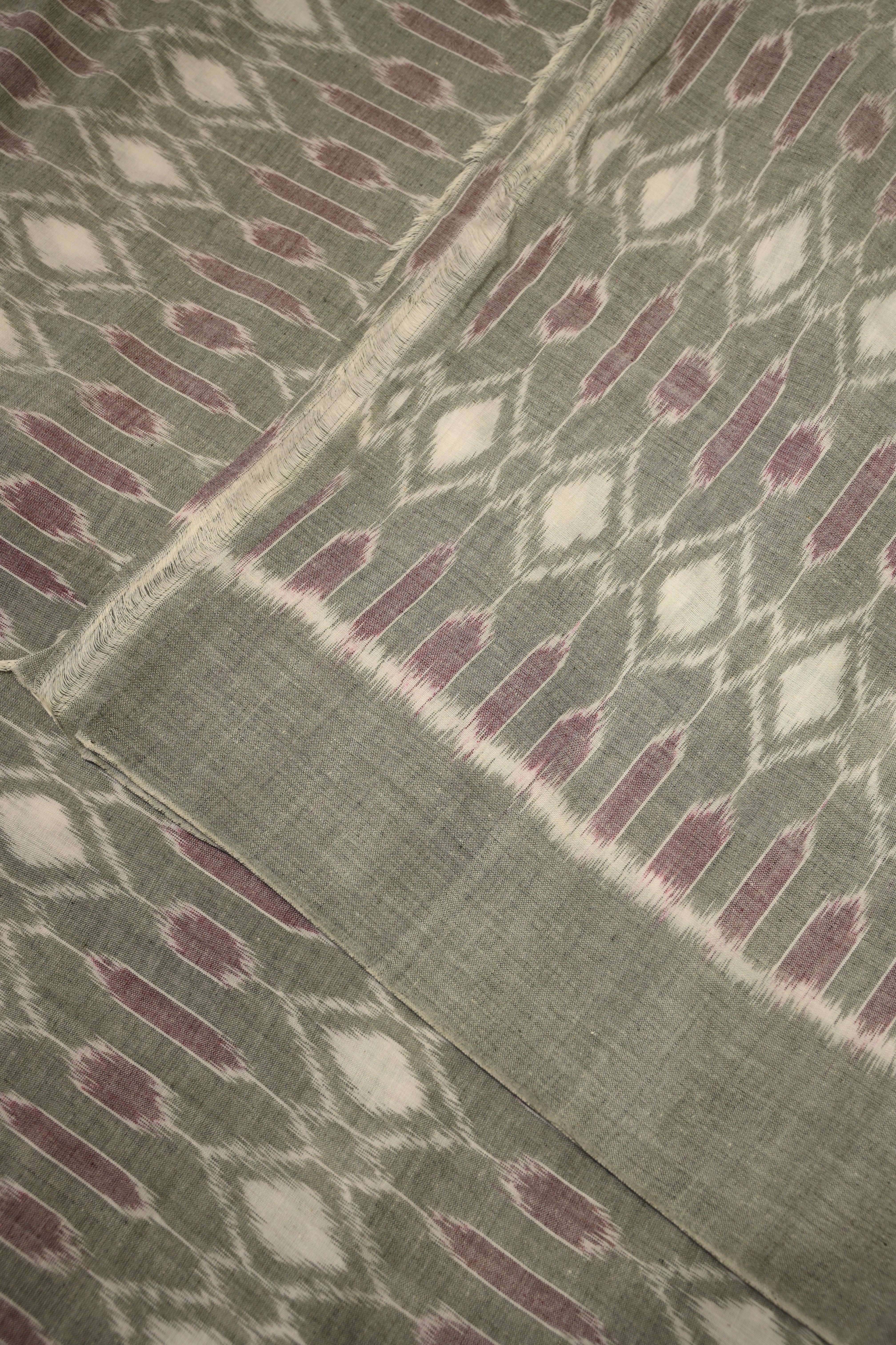 IndianVillèz Cement Gray Sambalpuri ikat Cotton Fabric - view 3