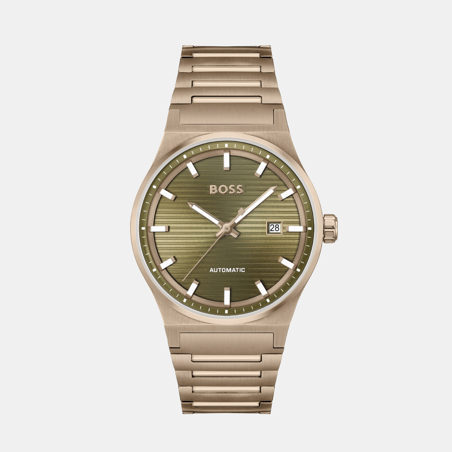 Boss Candor Men Automatic Olive Green Dial Analog Stainless Steel Watch 1514184