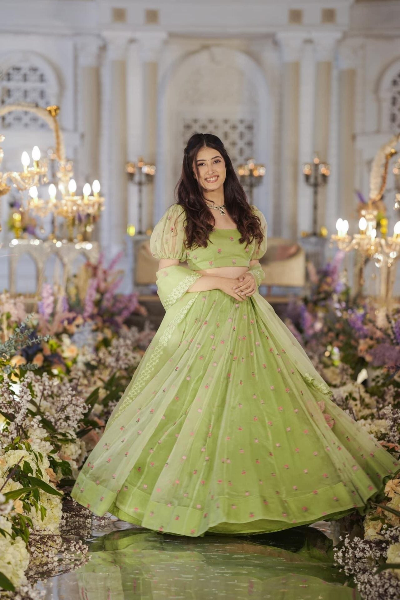 Idaho-o Azael green ORGANZA LEHENGA SET – Women's - view 3
