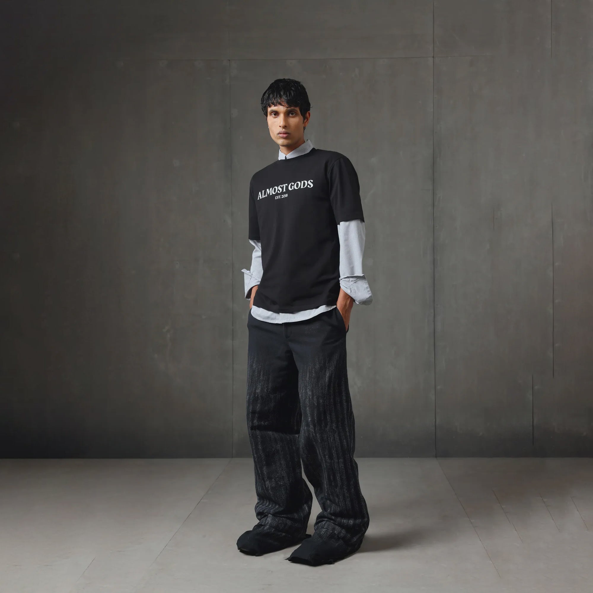Almost Gods | Cracked Logo Relaxed Tee { Black - view 6