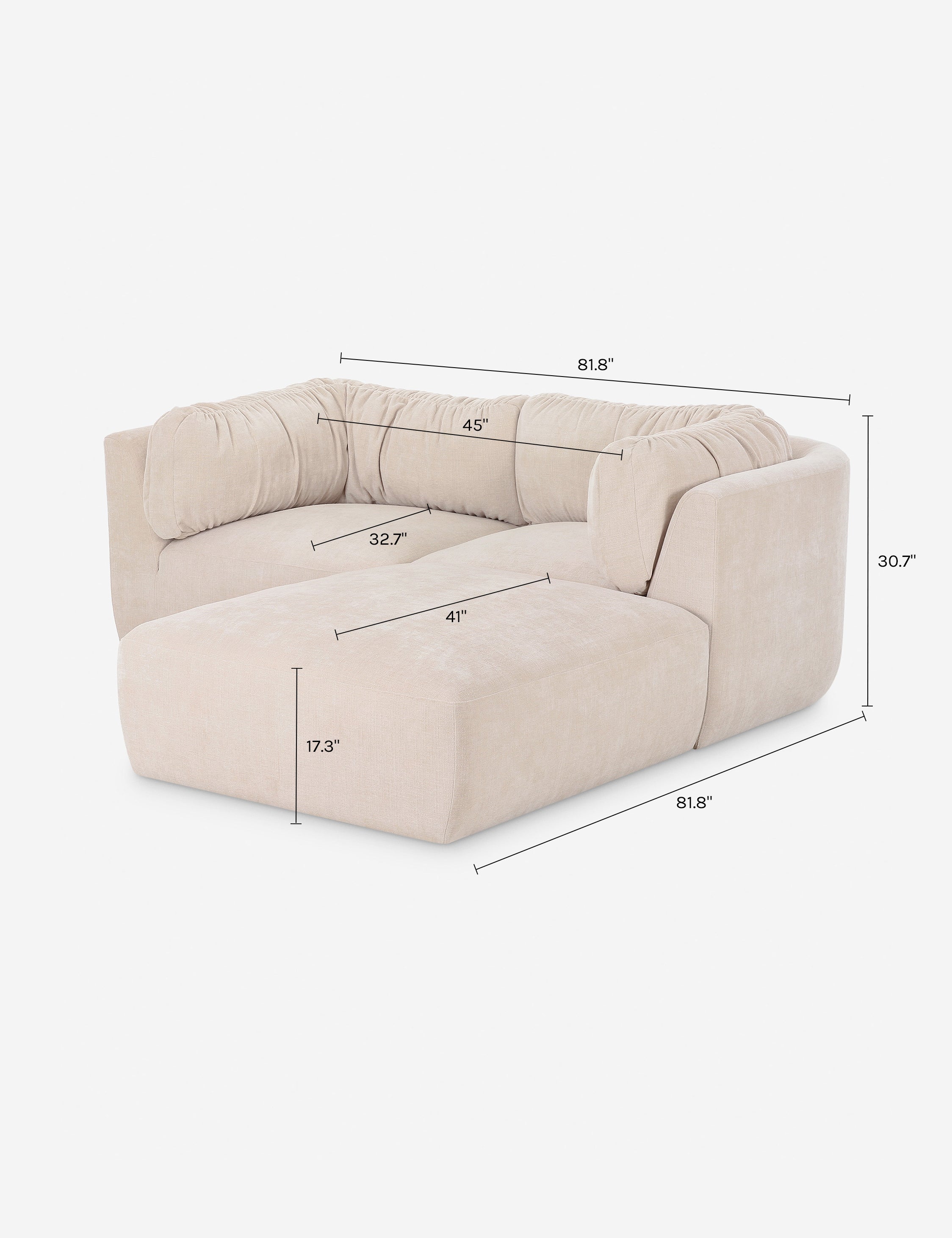 Lulu and Georgia Marona Modular 3-Piece Chaise Sectional Sofa - view 14