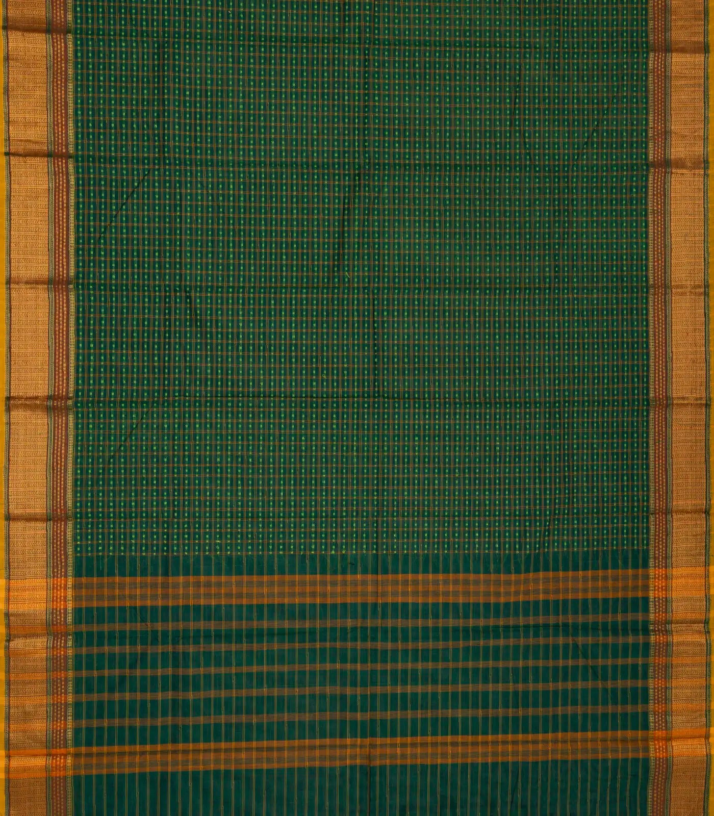RmKV Green Handloom Chettinad Cotton Saree With Checks - view 2