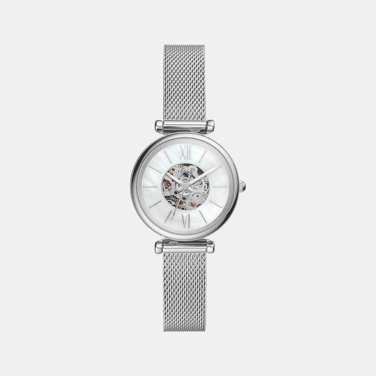 Fossil Carlie Mini Women Automatic White Dial Analog Stainless Steel Watch ME3189