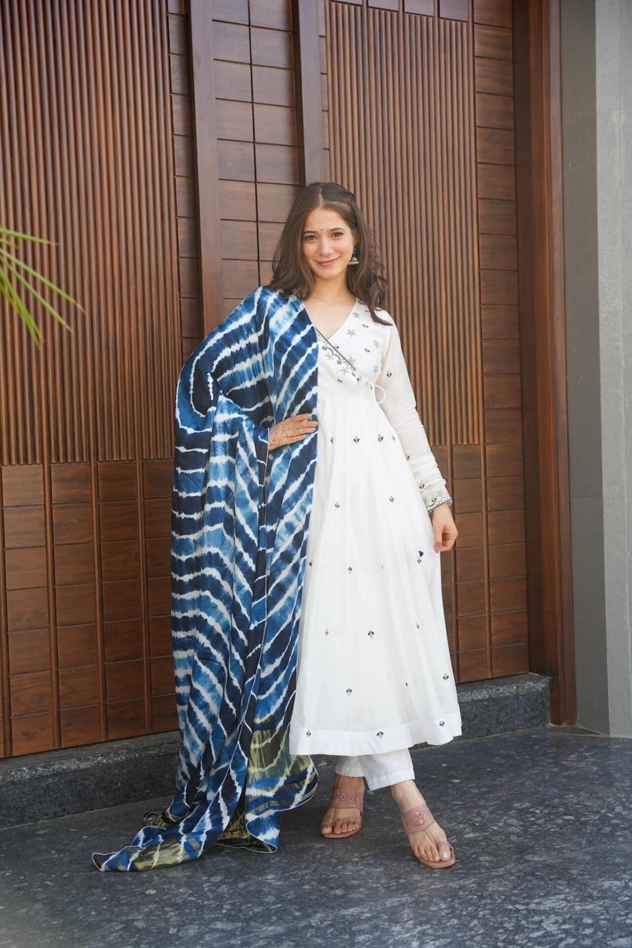 Idaho-o Ethan white chanderi suit set