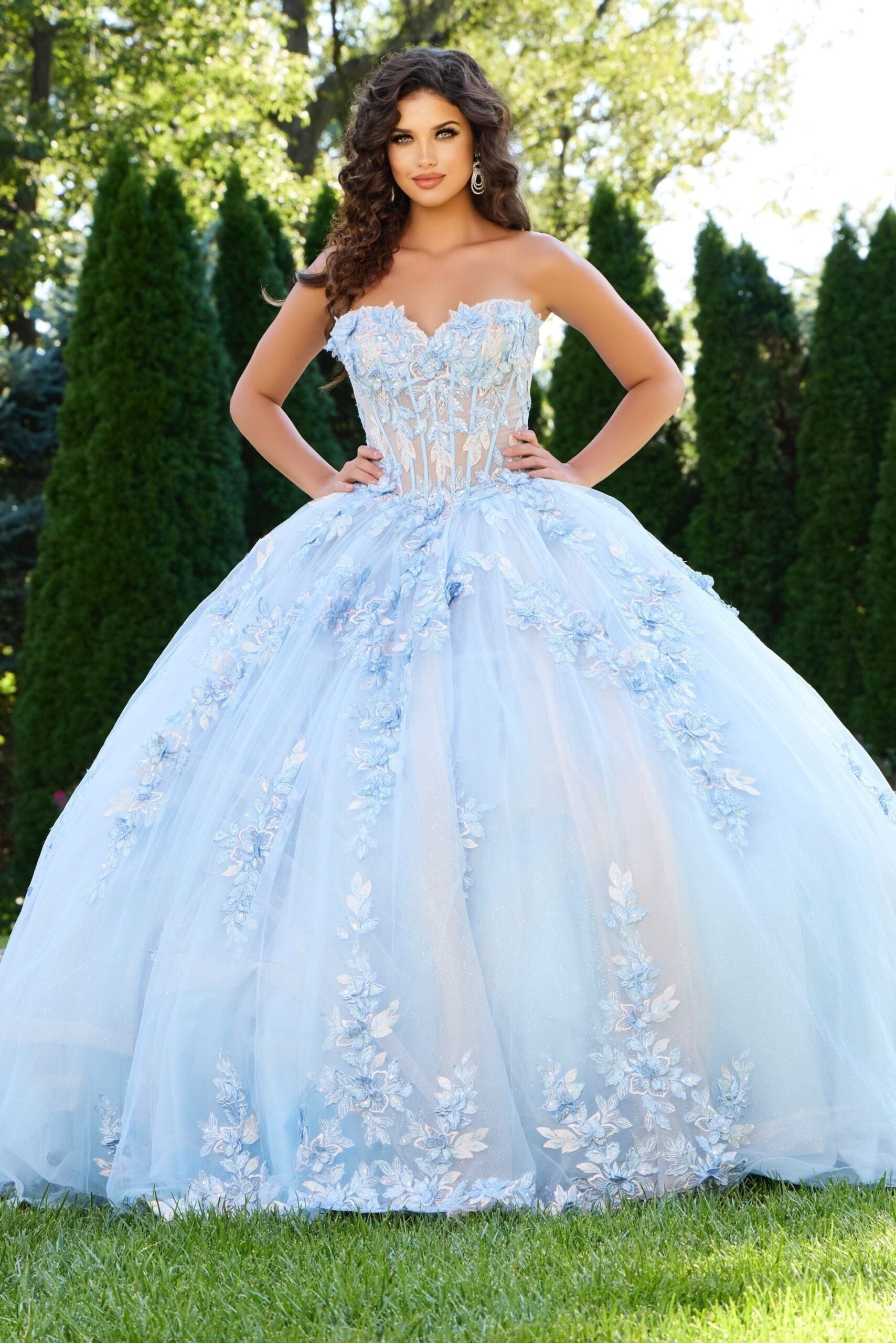 Jovani 43433 Sweet 16 Long Ball Gown Floral Quinceanera Dress