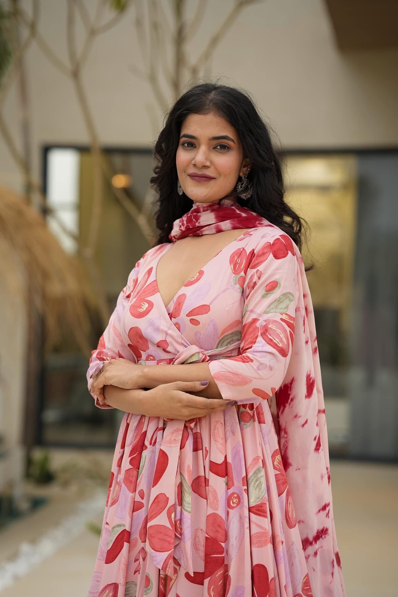 Idaho-o Vrinda floral pink suit set - view 2