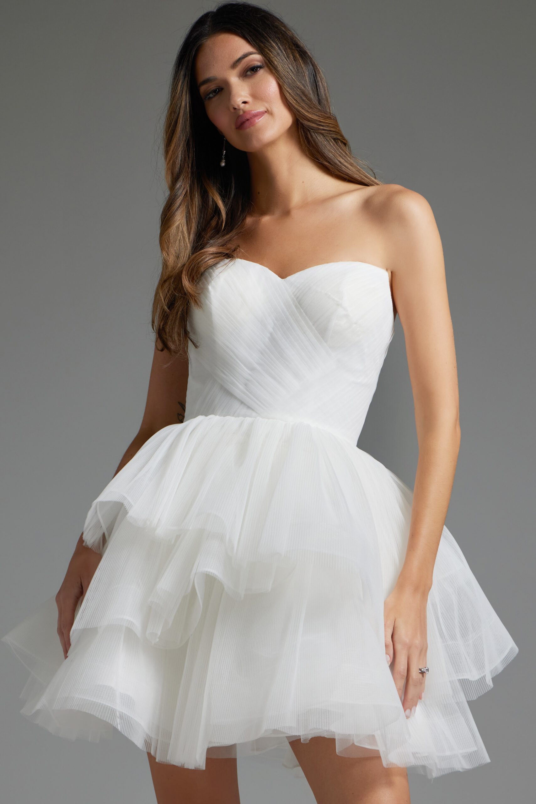 Jovani 41054 Homecoming Short A Line Ruffled Cocktail Dress - view 7