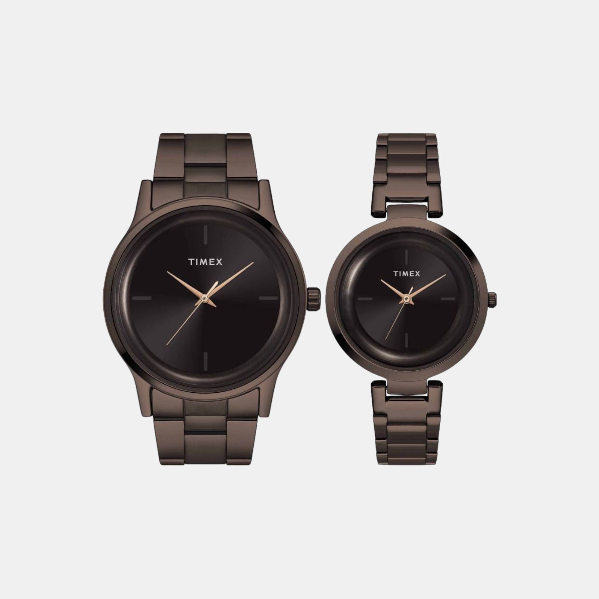 Timex Fashion Couple Quartz Brown Dial Analog Stainless Steel Watch TW00PR295