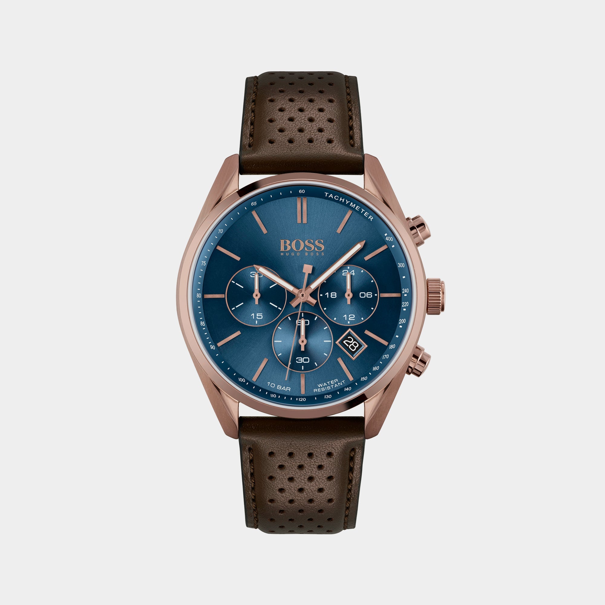 Boss Champion Men Quartz Blue Dial Chronograph Leather Watch 1513817