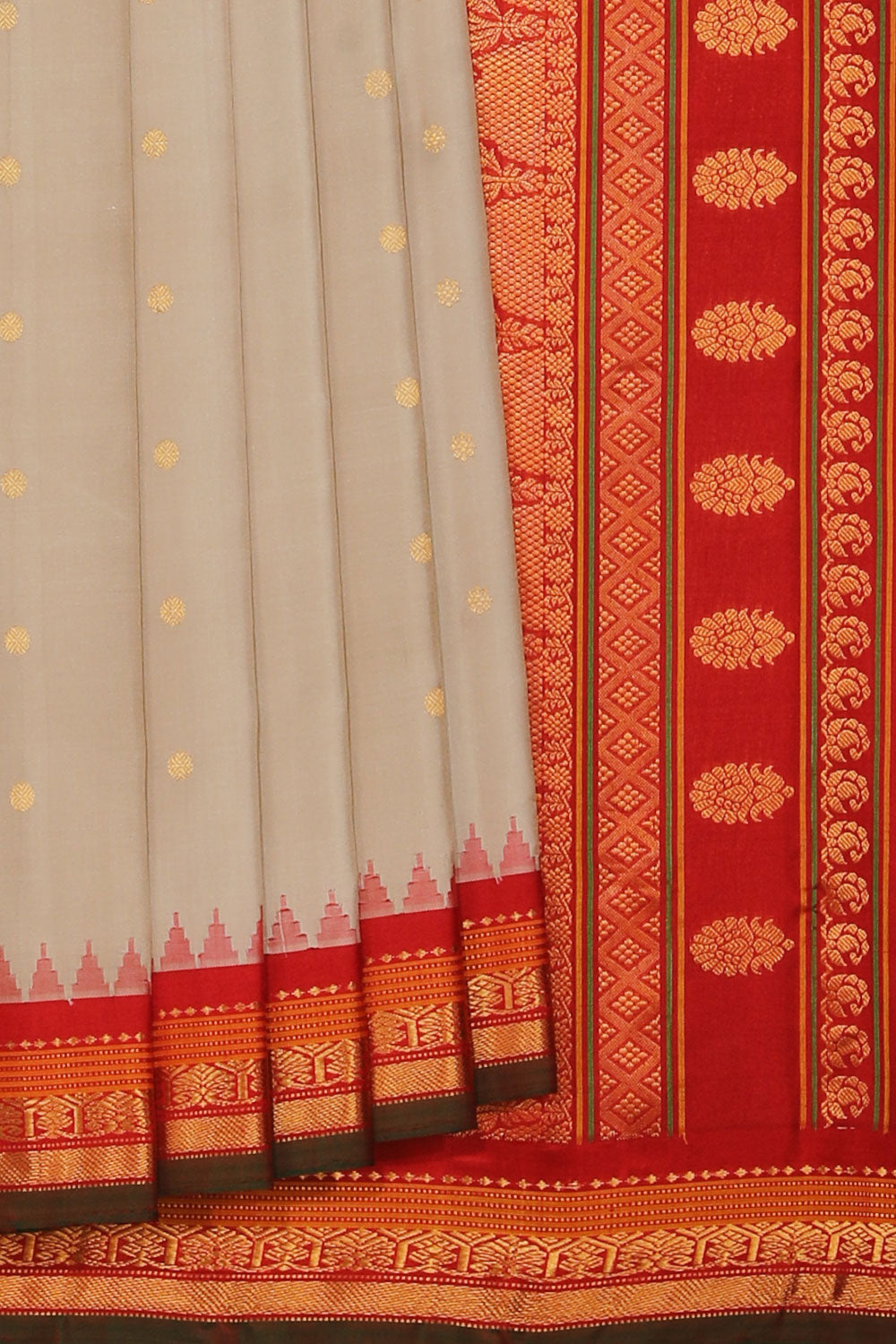 Kalanjali Gadwal Silk Light Grey Saree – Women's