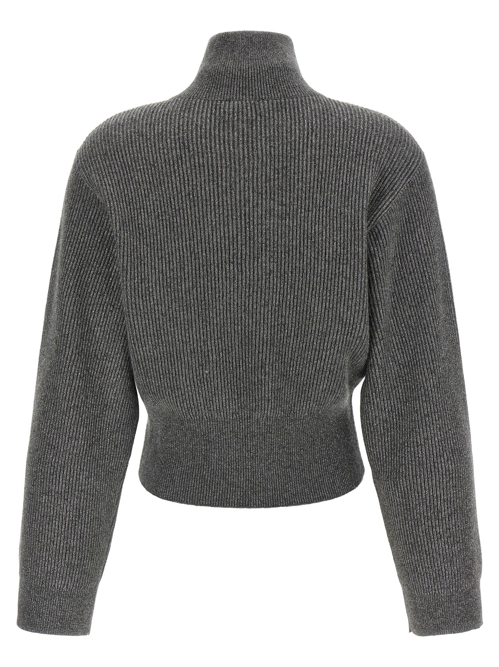 Brunello Cucinelli Ribbed Cardigan With Leather Detail - view 2