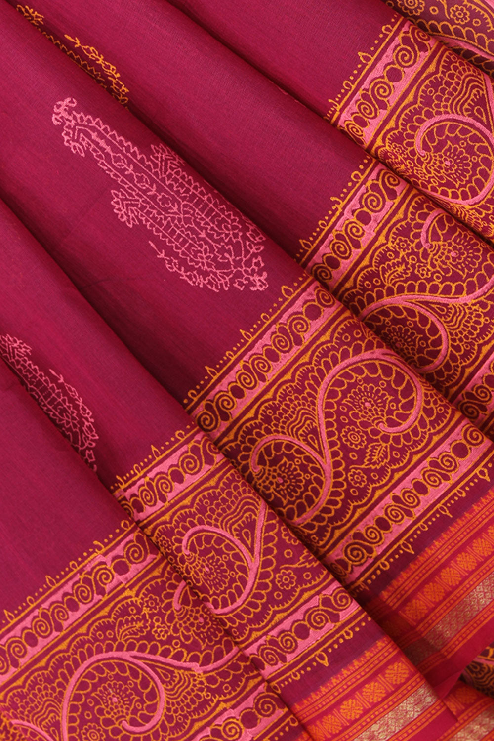 Kalanjali Ethnics Hand block printed cotton saree